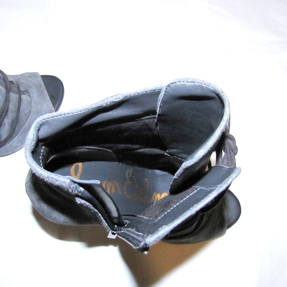 NIB Sam Edelman Asher 5 Gray Suede Lace Up Bootie - Picture 7 of 7